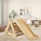Costway 4 in 1 Natural Wooden Ramp and Slide Climbing Set