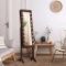 Mirrored Jewelry Cabinet Freestanding Armoire Organizer with 18 LED Lights - Brown