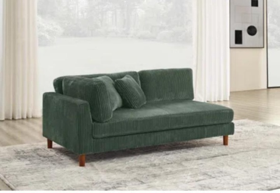 Green Plush 76in long 44in Deep 25in tall Sofa w Ottoman