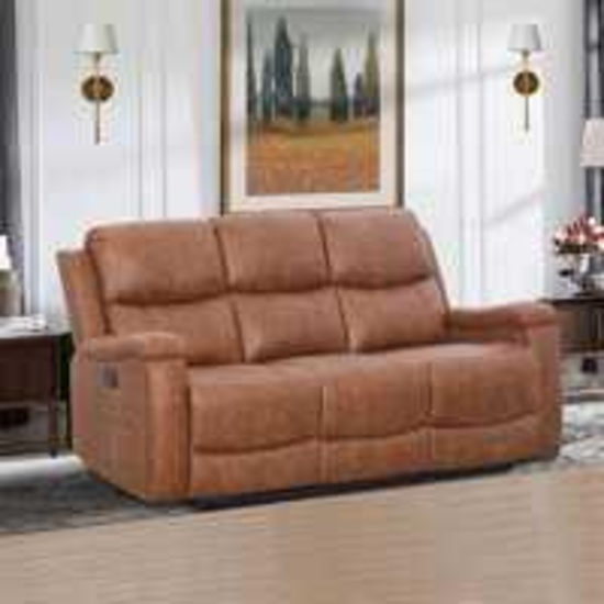 Ilkeston 79" Wide Faux Leather Manual Reclining Sofa, 3-Seater Recliner Couch with Cup Holders
