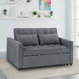 Omorfo 53.2'' Upholstered Convertible Sleeper Sofa, Dark Gray - 32.5'' H X 53.2'' W X 34.5'' D