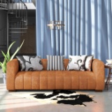 Canale Full-Grain Genuine Italian Leather Tufted Sofa - 26.5'' H X 37.5'' D