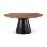 Mitchell Solid Wood Top and Black Cast Iron Base Round Dining Table