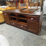 80 in dark wood TV cabinet
