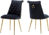 Velvet Dining Chairs Set of 2Black Upholstered