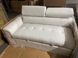 2 Seater Leather Love Seat Sofa - White