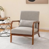 Costway Modern Accent Chair with Rubber Wood Frame