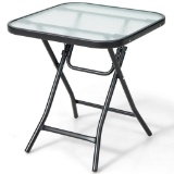 Costway 18 Inch Square Patio Bistro Table with Rustproof Frame