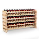 Costway 72 Bottle Wood Wine Rack Stackable Storage 6 Tier Storage Display Shelves
