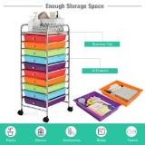 Costway 10 Drawer Rolling Storage Cart Scrapbook Office School Organizer