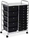 15-Drawer Rolling Storage Cart - Black