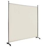 Costway 6FT Single Panel Room Divider with Wheels Rolling Fabric