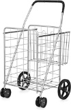 Goplus Jumbo Folding Shopping Cart with Rolling Swivel Wheels