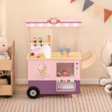 Kids Ice Cream Truck Pretend Play Set for Toddlers with Vending Machine, Pink