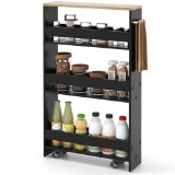 4 Tier Slim Storage Cart with Open Shelves and Wheels