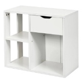 Costway 3-Cube Bookcase Organizer with 2-tier Wooden Storage Shelf & Pull-out Drawer