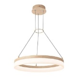 Artika Optical Ring Pendant Light, Wood Finish