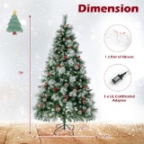 6FT Pre-Lit Artificial Christmas Tree Hinged with Pine Needles 350 LED Lights