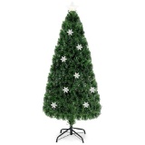 Costway 6FT Pre-Lit Fiber Optic Christmas Tree Multicolor Lights