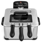 Costway Electric Deep Fryer 5.3QT/21-Cup Stainless Steel 1700W Triple Basket
