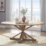 Rustic Pine Finish Round Dining Table - 72-inch (BASE ONLY)