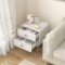 Costway 2 Drawer White Bedside Table