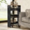 4-Tier Rolling Storage Cart Slim Kitchen Cart on Wheels with Open Shelves and Handle, Black