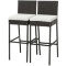 Costway Set of 2 Wicker Brown Metal Frame Stationary Barstool Chairs