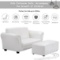 Costway Kids Sofa Armrest Lounge Couch w/ Ottoman - White