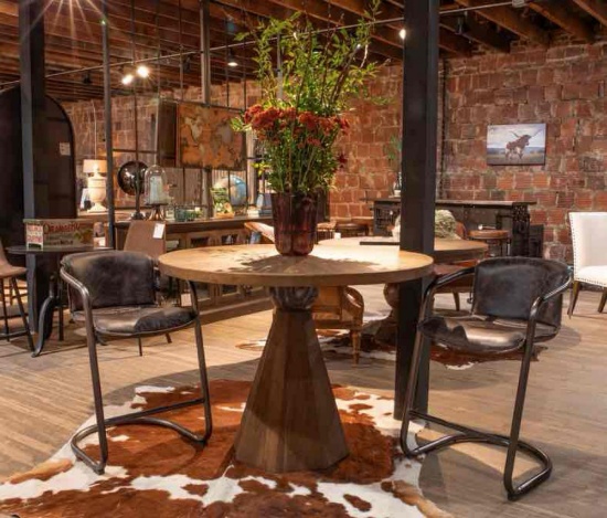 Rustic Revival Natural Teak Wood Gathering Table with Black Marble