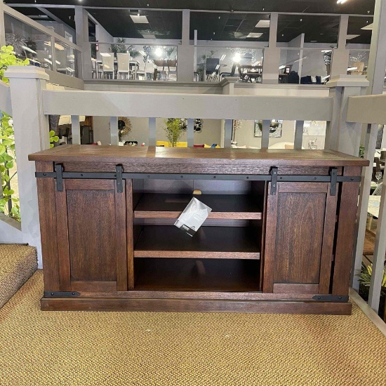 Budmore 70" TV Stand - Rustic Brown (70"W x 18"D x 35"H)