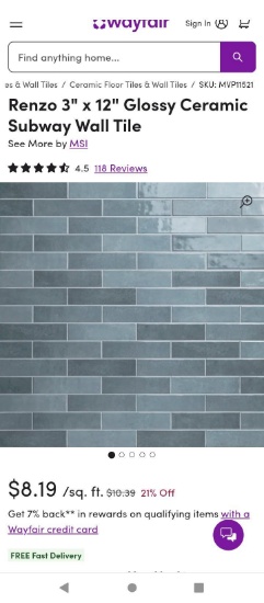 Renzo 3" x 12" Glossy Ceramic Subway Wall Tile