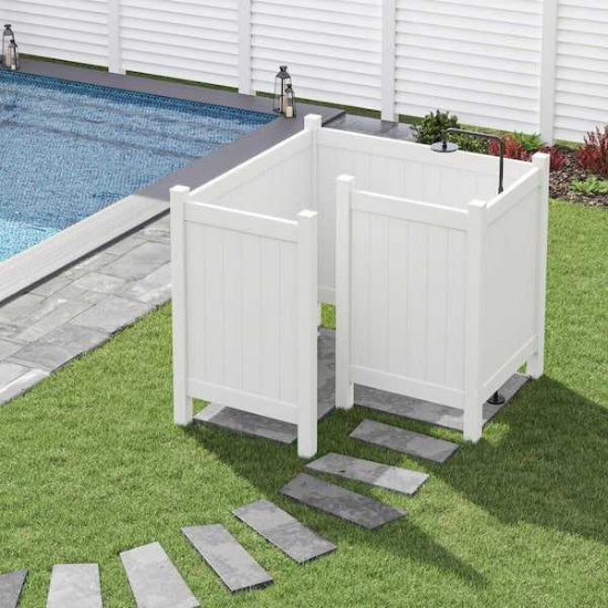 Barrette Outdoor Living 5 ft. x 3.5 ft. White Vinyl Outdoor Changing Room Side Wall