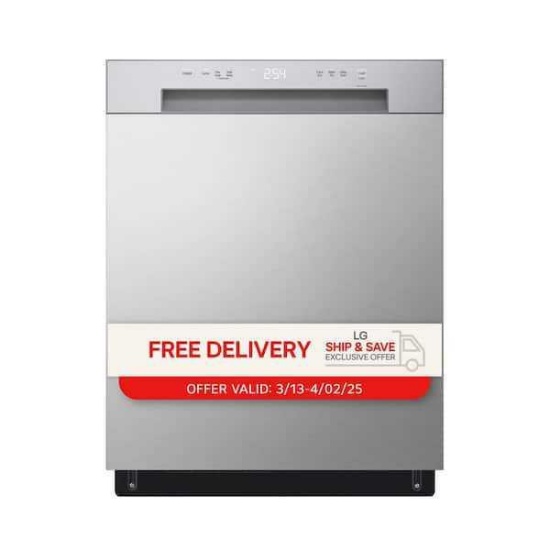 LG 24 in. Stainless Look Front Control Dishwasher with Stainless Steel Tub and SenseClean