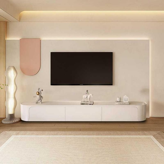 Lanetra 78.72 W Storage Credenza Modern Cream White TV Stand with Soft-Close Drawers
