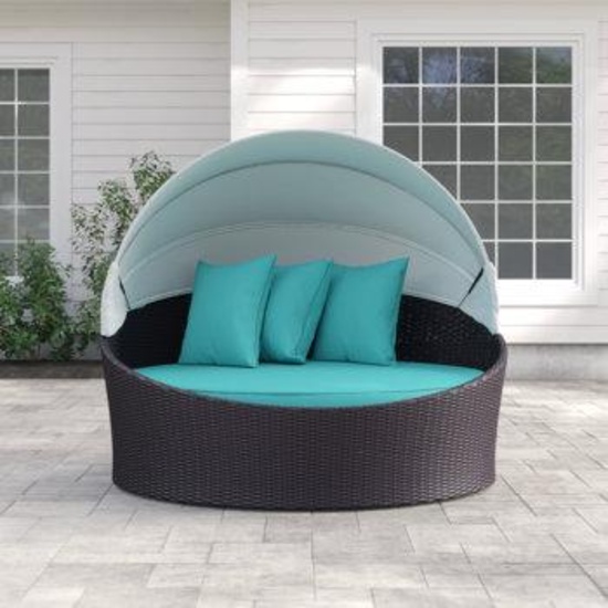 Modway Siesta Canopy Outdoor Patio Daybed w/ Cushions - Turquoise
