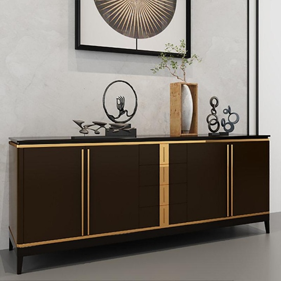 Simple Modern Sideboard Cabinet Home Locker in Black Lacquer