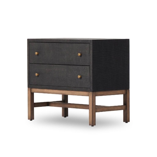 Fiona Nightstand-Black Raffia