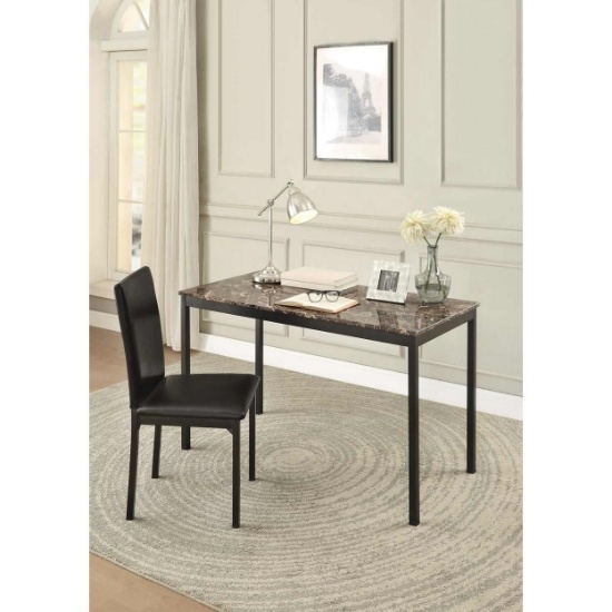Home Elegance Homelegance Tempe Faux Marble Writing Desk With Chair, Brown
