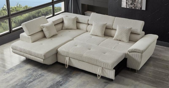 Gladon 105.8" Luxury Sleeper Sofa Bed with Pull Out Couch Bed,Corner Chaise Sofa with Storage Chaise