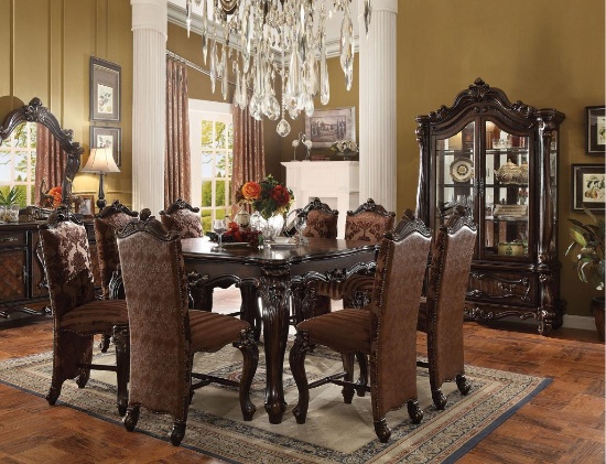 Versailles Cherry Oak Counter Height Table w/ 8 Staton 24" Counter Stools