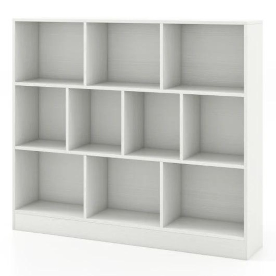 41" Wooden Toy Storage Organizer w/ 10 Cubes for Kids-White