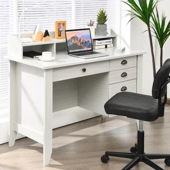 Costway Computer Desk, PC/Laptop/Writing Table; Workstation - White
