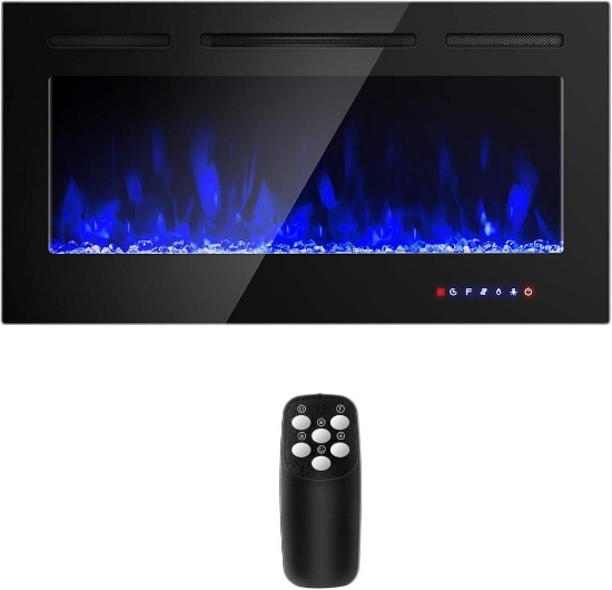COSTWAY 40" Electric Wall-Inserted Fireplace, 750/1500W