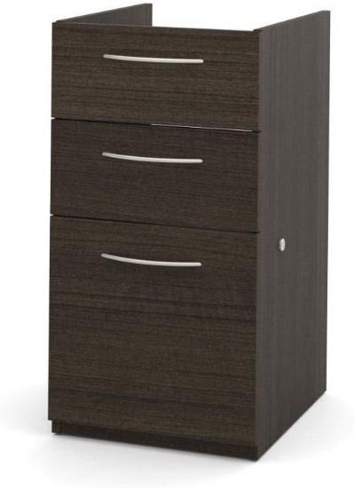 Bestar Embassy 16W Add-On Pedestal With 3 Drawers In Dark Chocolate