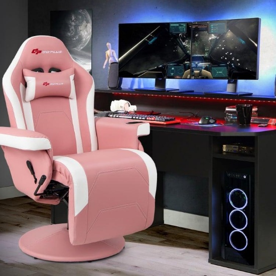 Massage Video Gaming Recliner Chair with Adjustable Height - Pink #CB10538PI