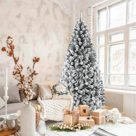 Costway Artificial Christmas Tree Snow Flocked Hinged - 9ft