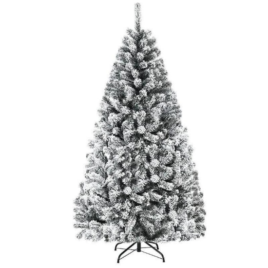 Costway Artificial Christmas Tree Snow Flocked Hinged - 9ft