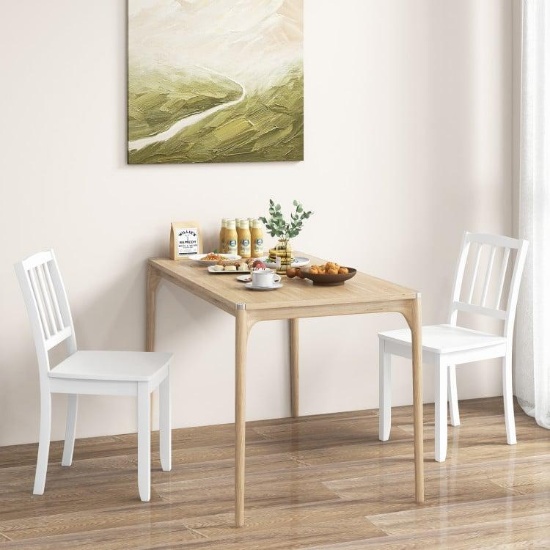 Total Tactic Wood Dining Chair with Rubber Wood Legs - White - Set of 2