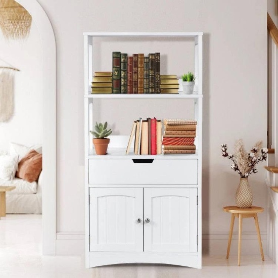 Costway Bathroom Storage Cabinet with Drawer and Shelf Floor Cabinet
